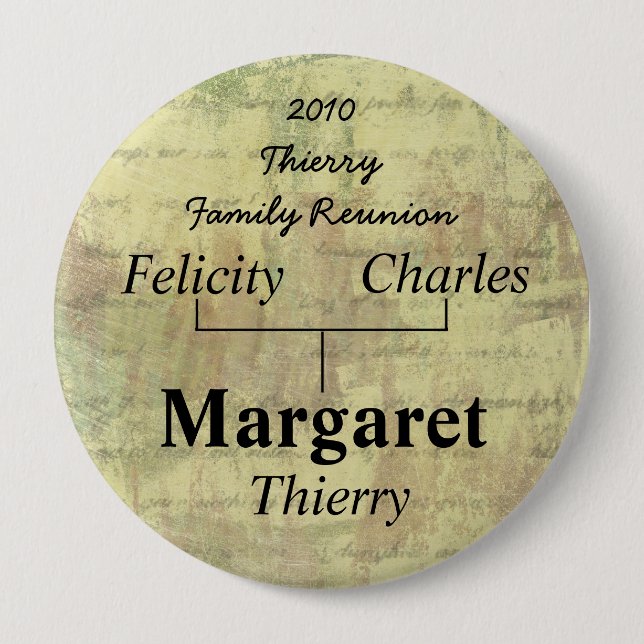 Family Reunion Name Tag 10 Cm Round Badge (Front)