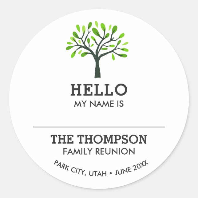 Family Reunion Name Tag Hello Family Tree Custom (Front)