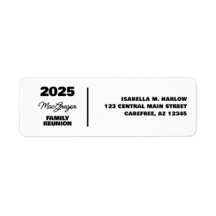 Family Reunion Name Year Return Address