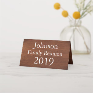 Family Reunion Nametags Warm Wood Look Place Card