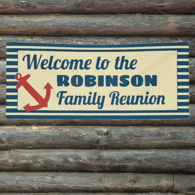 Family Reunion nautical anchor and stripes Banner (Creator Uploaded)