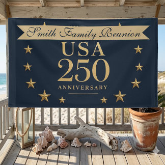 Family Reunion Navy Blue USA 250 Anniversary Stars Banner