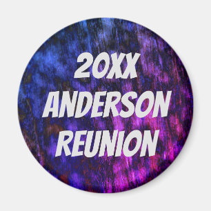 Family Reunion Neon Blue Purple Event Keepsake Magnet