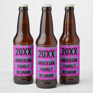 Family Reunion Neon Tie Dye Annual Party Beer Bottle Label