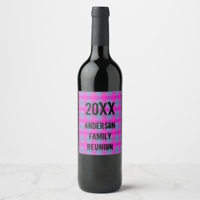 Family Reunion Neon Tie Dye Annual Party Wine Label (Front)