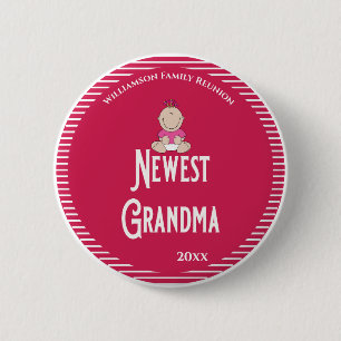 Family Reunion Newest Grandma It's A Girls! 6 Cm Round Badge