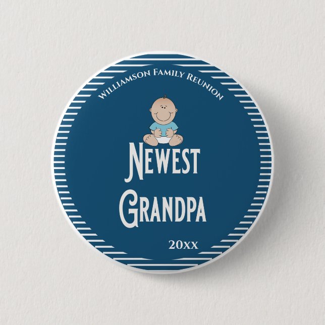 Family Reunion Newest Grandpa It's A Boy! 6 Cm Round Badge (Front)