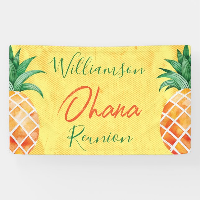 Family Reunion Ohana Two Pineapples Island Beach Banner (Horizontal)