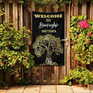 Family Reunion Old Golden Tree Art Custom Banner