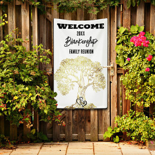 Family Reunion Old Golden Tree Art Custom Banner