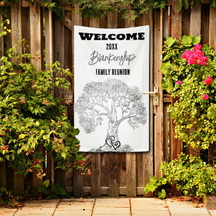 Family Reunion Old Grey Tree on Black Custom Banner