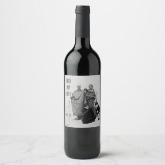 Family Reunion Old Sepia Beach Photo Wine Label