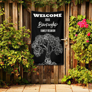 Family Reunion Old White Tree on Black Custom  Banner