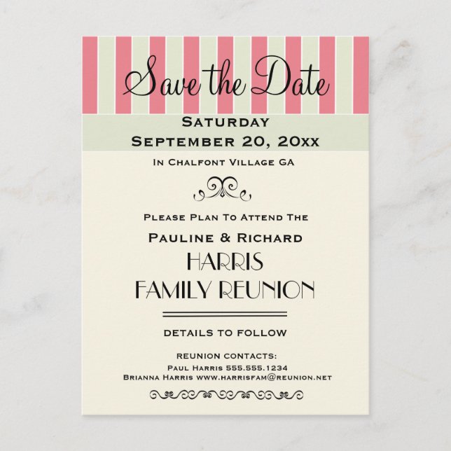 Family Reunion or Party Cream Rose Save the Date Announcement Postcard (Front)