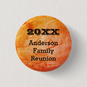 Family Reunion Orange Abstract Autumn Gathering 3 Cm Round Badge