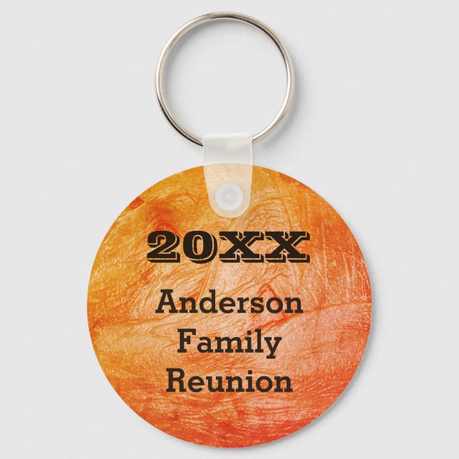Family Reunion Orange Abstract Autumn Gathering Key Ring (Front)