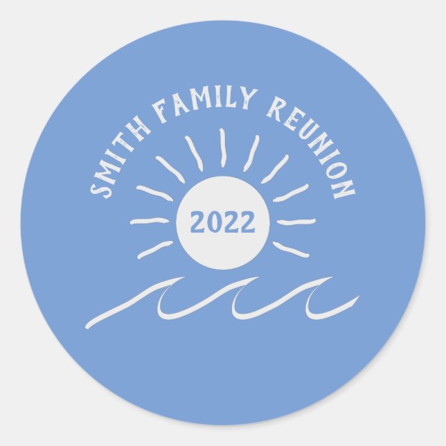 Family Reunion - Outdoors - Sun at Beach or Lake - Classic Round Sticker (Front)