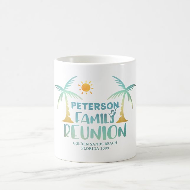 Family Reunion Palm Tree Beach Name Coffee Mug (Center)
