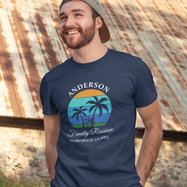 Family Reunion Palm Trees Summer Beach Blue Tri-Blend Shirt (Choose from several shirt sizes and colors.)