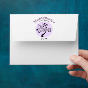 Family Reunion Party Trendy Purple Inset Tree Envelope