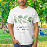 Family Reunion Personalised T-Shirt<br><div class="desc">This stylish family reunion T-shirt is decorated with watercolor greenery. Easily customisable. Just remove the date if you wish to use the T-shirt for many years. Use the Design Tool to change the text size, style, or colour. Because we create our artwork you won't find this exact image from other...</div>