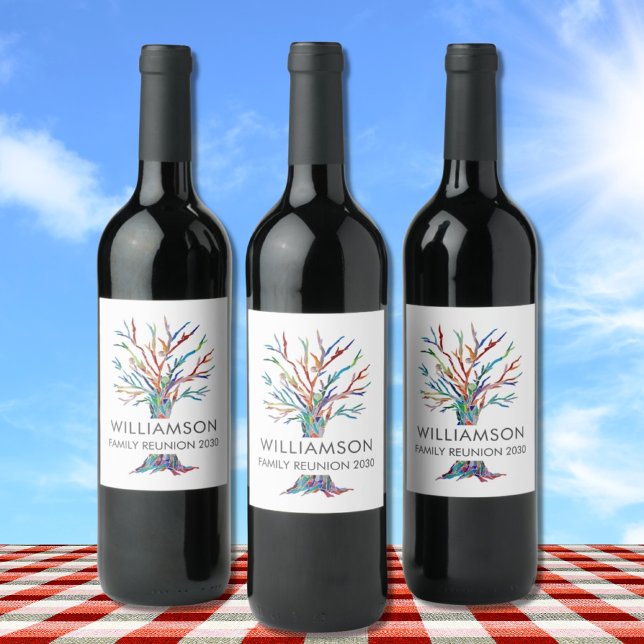  Family Reunion Personalized Family Tree Wine Labe Wine Label (Creator Uploaded)
