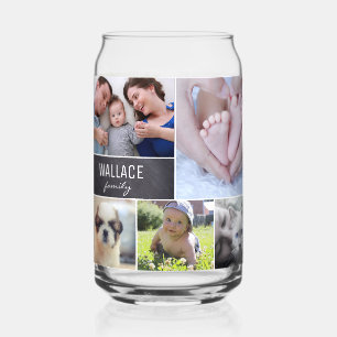 Family Reunion Photo Collage Custom Family Name Can Glass