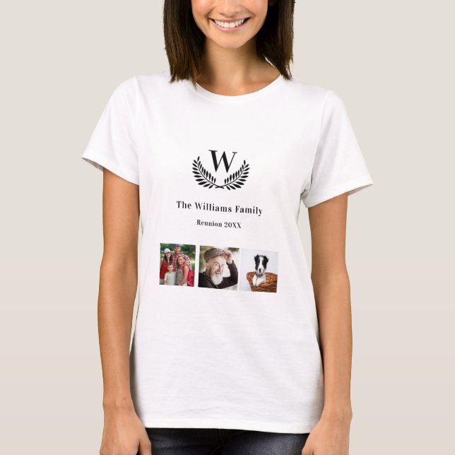 Family reunion photo collage monogram T-Shirt (Front)