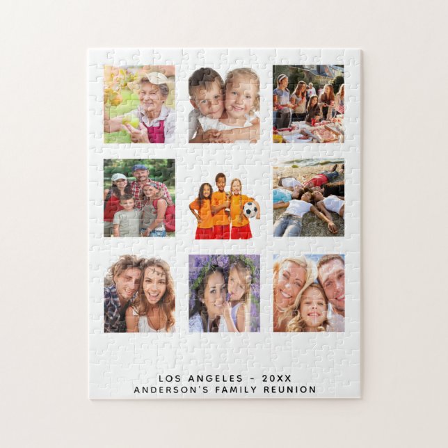 Family reunion photo collage text names jigsaw puzzle (Vertical)