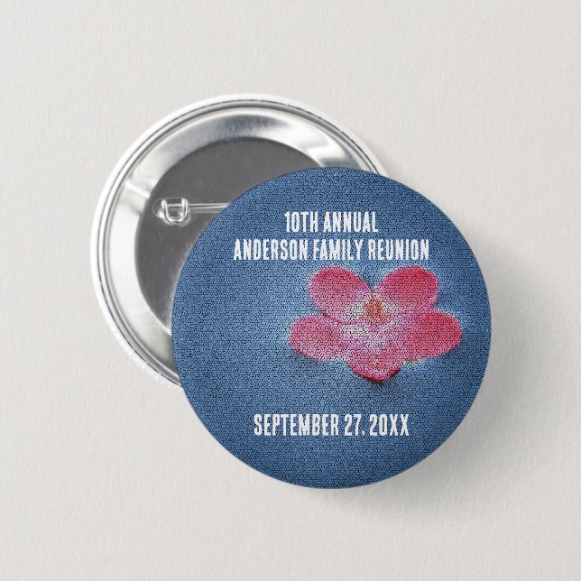 Family Reunion Picnic Cute Flower Yearly Gathering 6 Cm Round Badge (Front & Back)