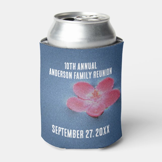 Family Reunion Picnic Minimalist Floral Gathering Can Cooler (Can Front)