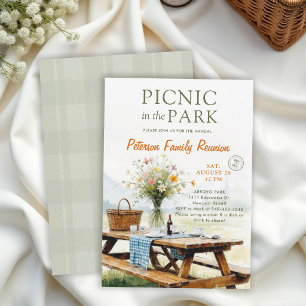 Family Reunion Picnic Park Elegant Watercolor Art Invitation