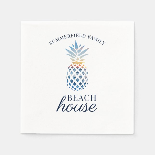 Family Reunion Pineapple Tropical Beach Custom Napkin (Front)