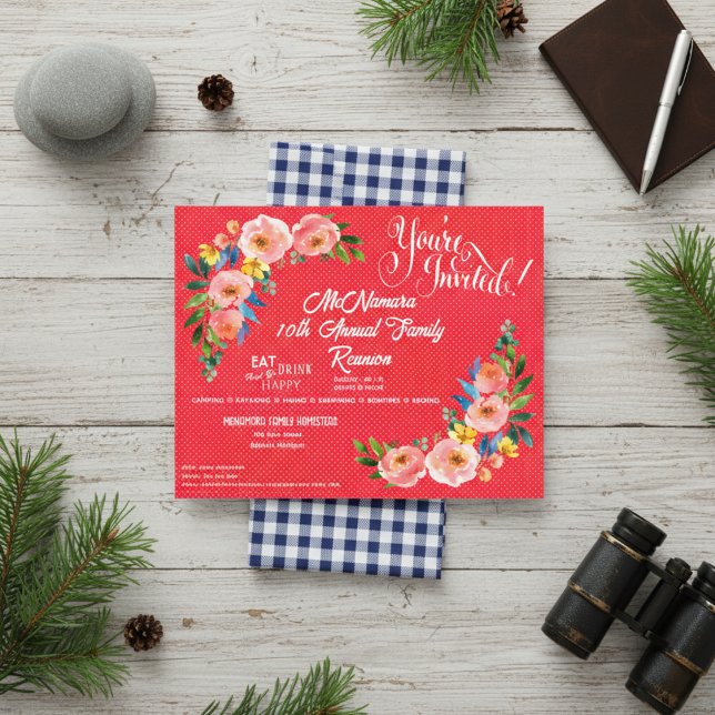 Family Reunion Pink Polka Dotted Invitation Flyer (Family Reunion Pink Polka Dotted Invitation Flyer)