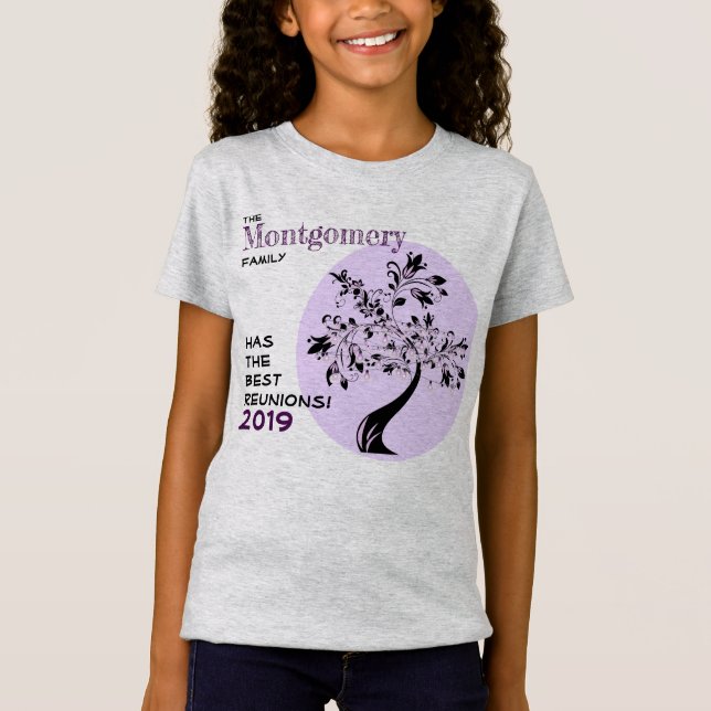 Family Reunion Purple Modern Art Tree  Memento T-Shirt (Front)