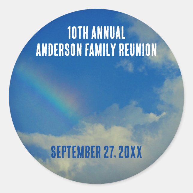 Family Reunion Rainbow Colourful Summer Picinic Classic Round Sticker (Front)