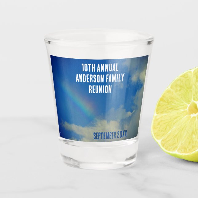 Family Reunion Rainbow Colourful Summer Picinic Shot Glass (Front)
