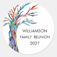 Family Reunion Rainbow Family Tree Classic Round S