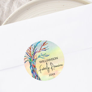 Family Reunion Rainbow Family Tree Classic Round Sticker