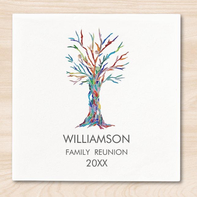 Family Reunion Rainbow Family Tree Napkin (Creator Uploaded)