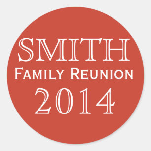 Family Reunion Red Background Classic Round Sticker