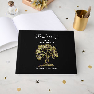 Family Reunion Registry Gold Tree Art Guest Book