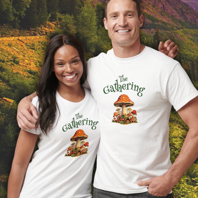 Family Reunion Retro Fun Mushrooms Personalizable  T-Shirt (Creator Uploaded)