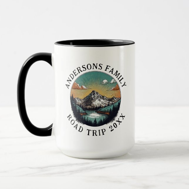 Family Reunion Road Trip Mountain Personalised  Mug (Left)