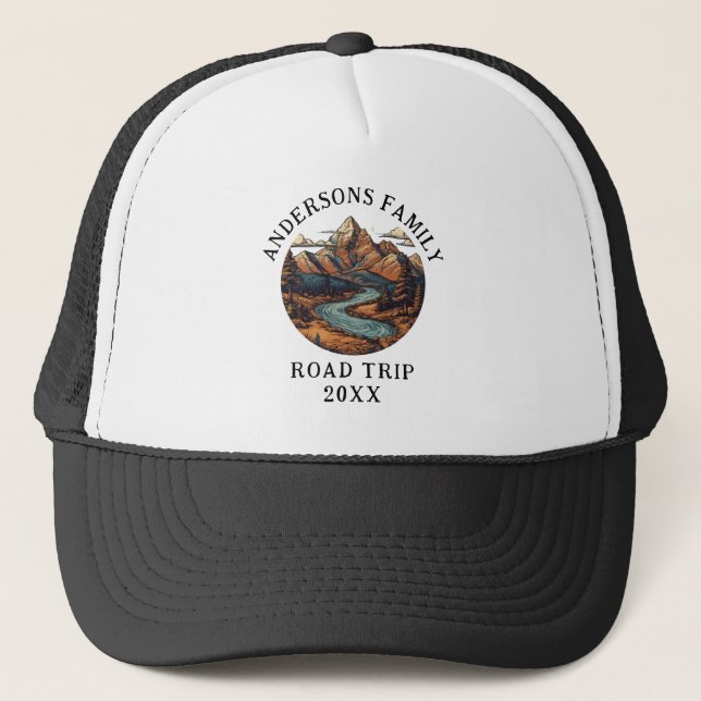 Family Reunion Road Trip Mountain Personalised  Trucker Hat (Front)