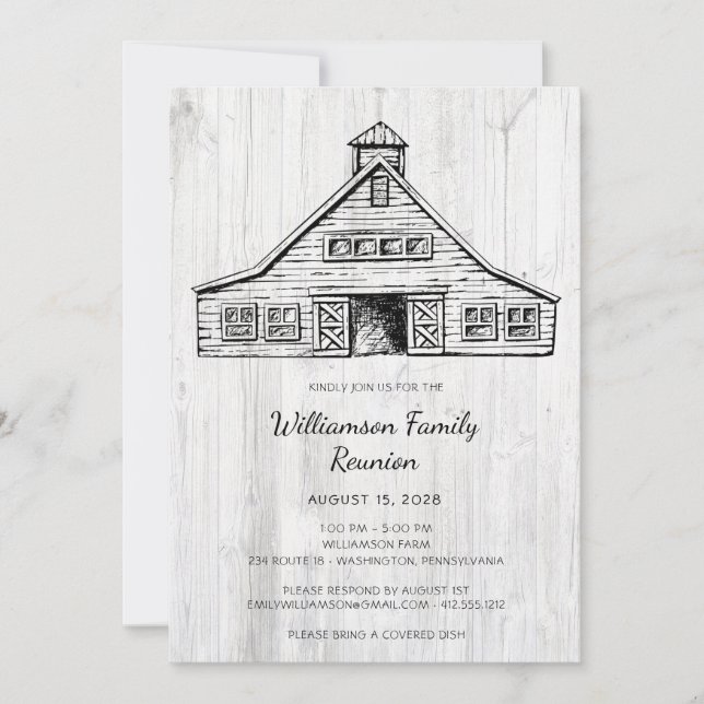 Family Reunion Rustic Country Barn  Invitation (Front)