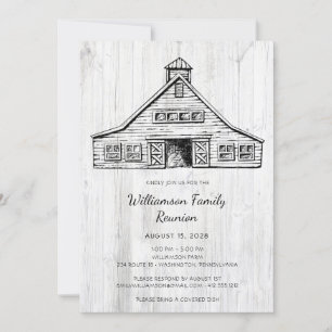 Family Reunion Rustic Country Barn  Invitation