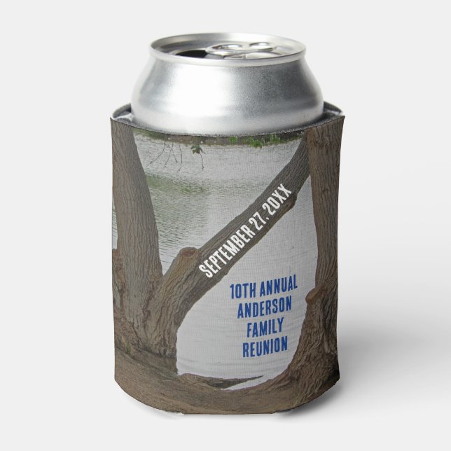 Family Reunion Rustic Lakehouse Annual Vacation Can Cooler (Can Front)