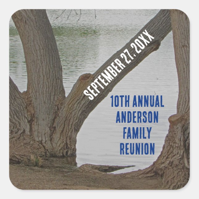 Family Reunion Rustic Lakehouse Annual Vacation Square Sticker (Front)