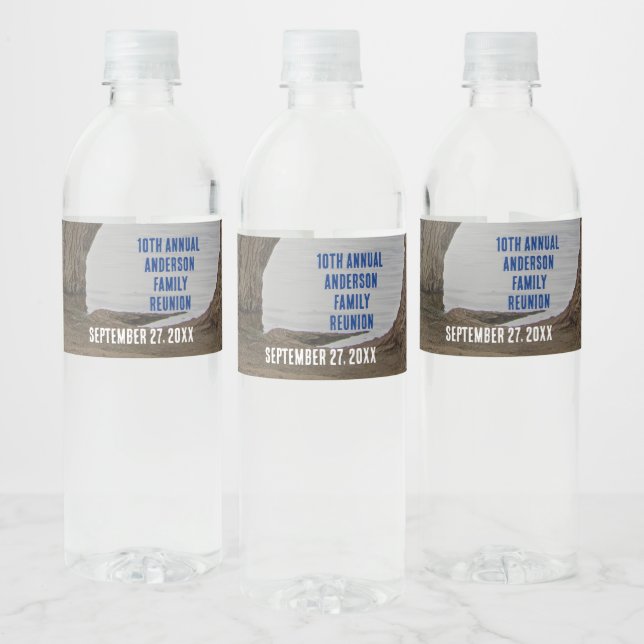 Family Reunion Rustic Lakehouse Annual Vacation Water Bottle Label (Bottles)